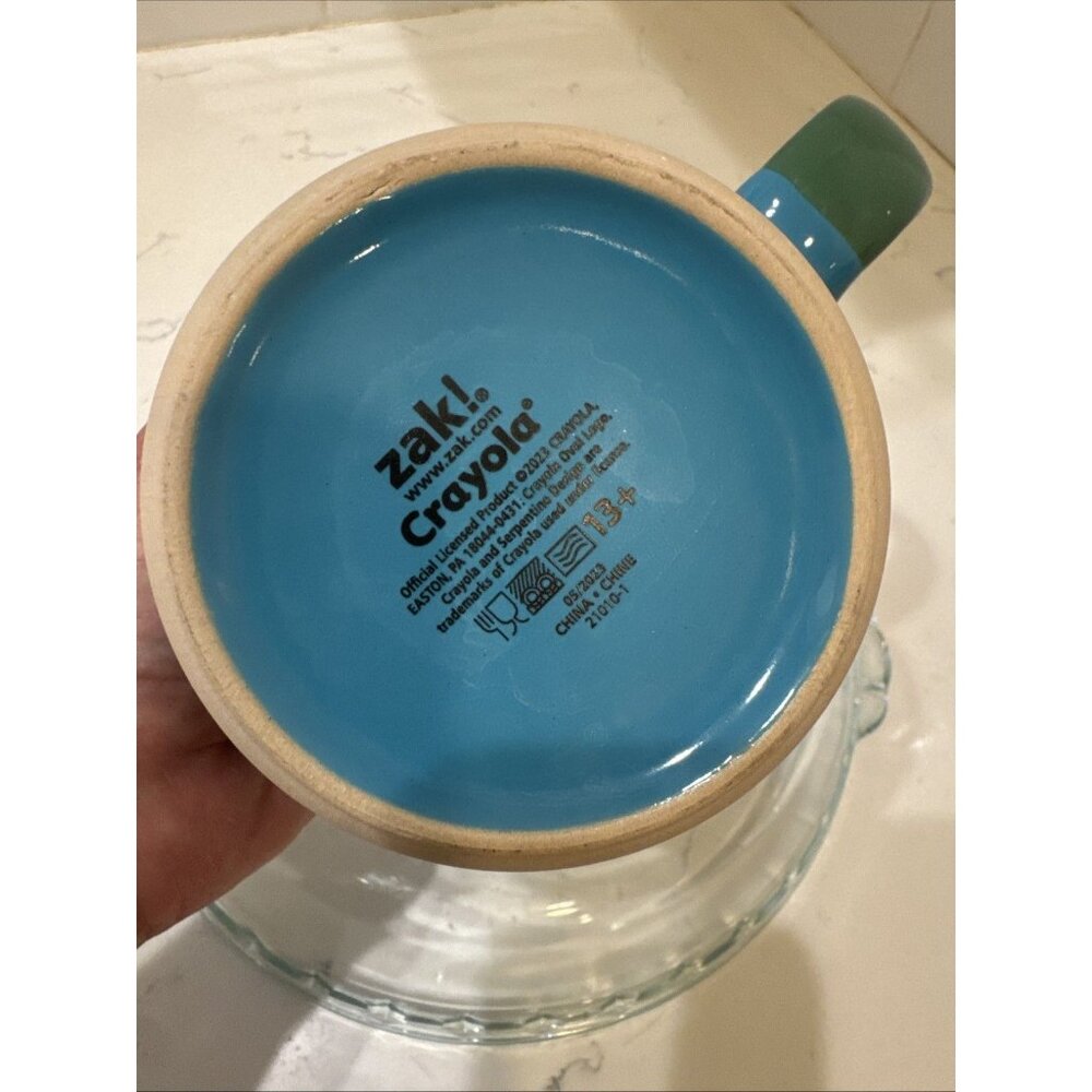 Zak! Crayola BREATHE DEEP Coffee Mug Blue & Green With Handle 16 oz - Picture 9 of 9